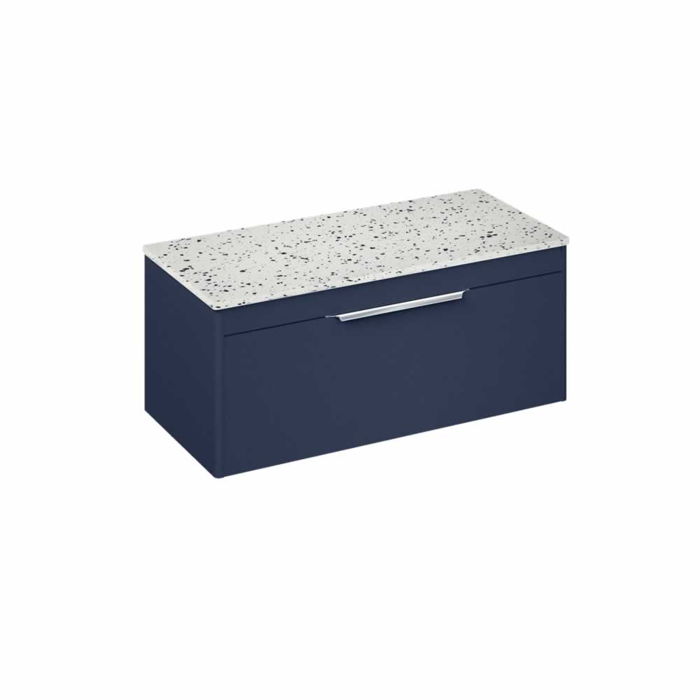 Shoreditch 100cm single drawer Matt Blue with Ice Blue Worktop